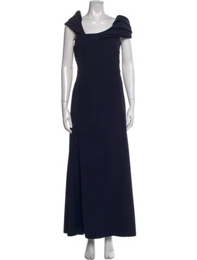 Pre-owned Armani Collezioni Off-the-shoulder Long Dress In Blue