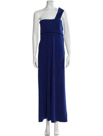 Pre-owned Armani Collezioni One-shoulder Long Dress In Blue
