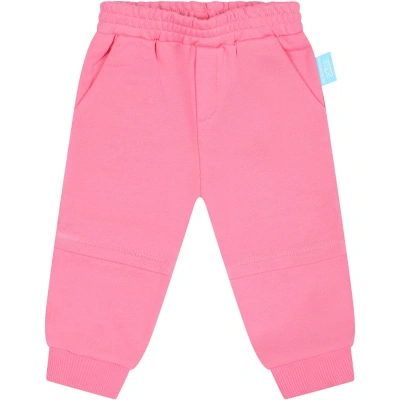 Armani Collezioni Kids' Pink Sports Trousers For Baby Girl With The Smurfs