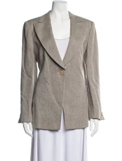 Pre-owned Armani Collezioni Plaid Print Blazer In Grey