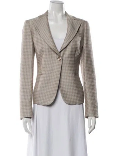 Pre-owned Armani Collezioni Plaid Print Blazer In Neutrals
