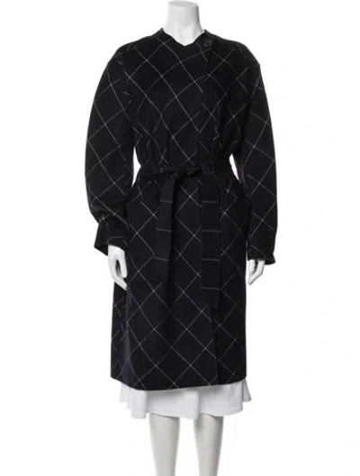 Pre-owned Armani Collezioni Plaid Print Coat In Blue