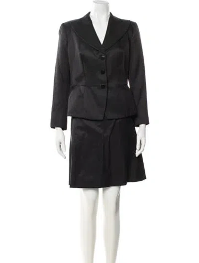 Pre-owned Armani Collezioni Pleated Accents Skirt Suit In Black