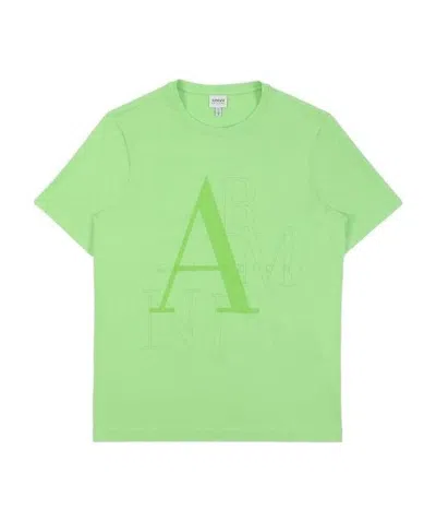 Armani Collezioni Printed Round-necked T-shirt In Green
