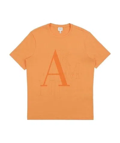 Armani Collezioni Printed Round-necked T-shirt In Orange