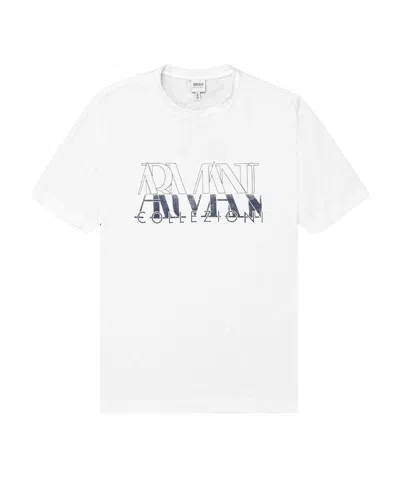 Armani Collezioni Printed Round-necked T-shirt In White