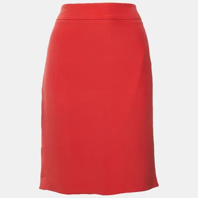 Pre-owned Armani Collezioni Red Crepe Knee Length Skirt M