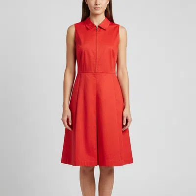 Pre-owned Armani Collezioni Red Stretch Cotton Sleeveless Midi Dress L