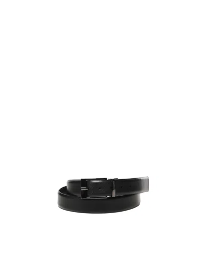 Armani Collezioni Reversible Leather Belt In Black