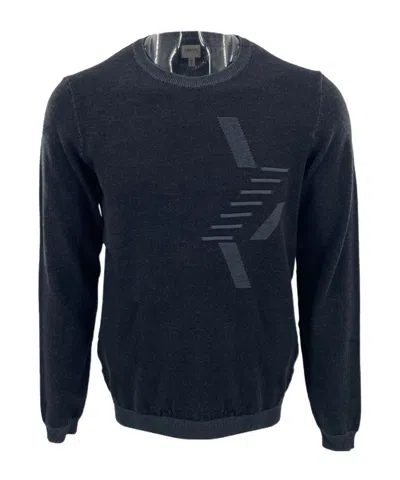 Armani Collezioni Round-neck Long-sleeved Sweater In Black