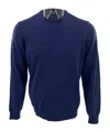 Armani Collezioni Round-neck Long-sleeved Sweater In Blue