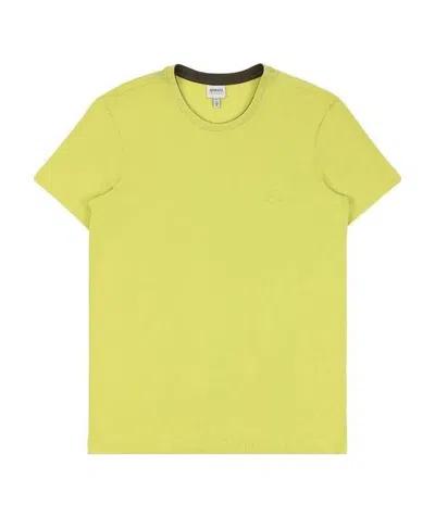 Armani Collezioni Round-necked Logo T-shirt In Yellow