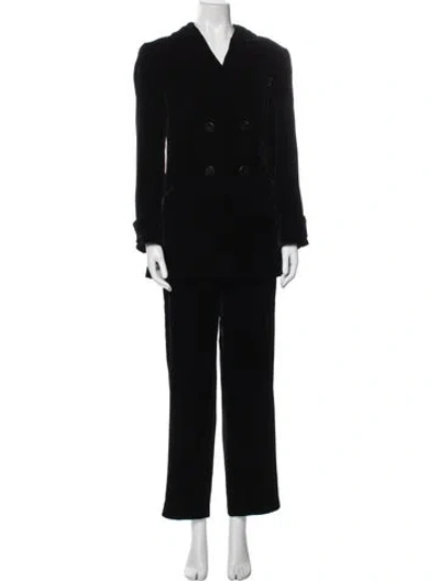 Pre-owned Armani Collezioni Ruffle Embellishment Pant Set In Black