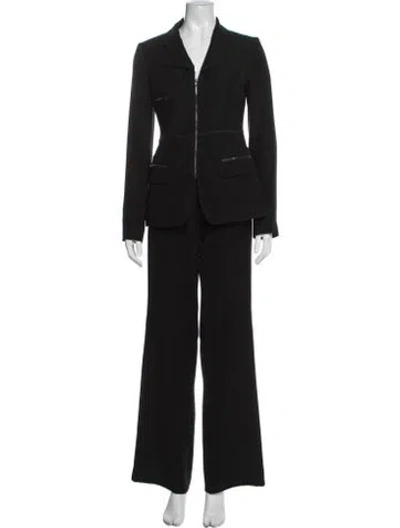 Pre-owned Armani Collezioni Ruffle Embellishment Pant Set In Black