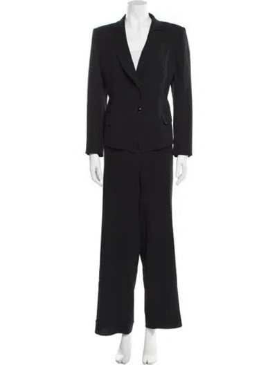 Pre-owned Armani Collezioni Ruffle Embellishment Pantsuit In Black