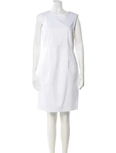 Pre-owned Armani Collezioni Scoop Neck Knee-length Dress In White