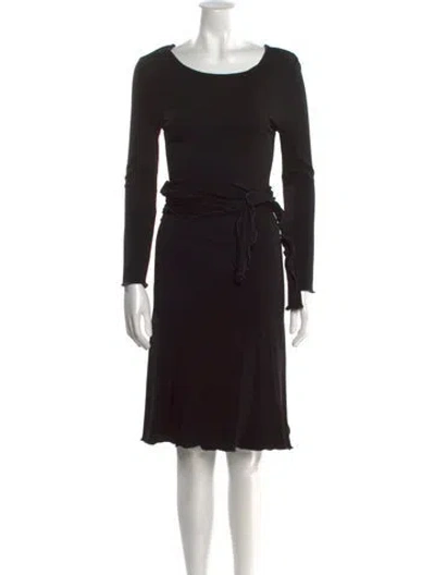 Pre-owned Armani Collezioni Scoop Neck Midi Length Dress In Black