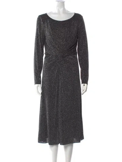 Pre-owned Armani Collezioni Scoop Neck Midi Length Dress In Gray