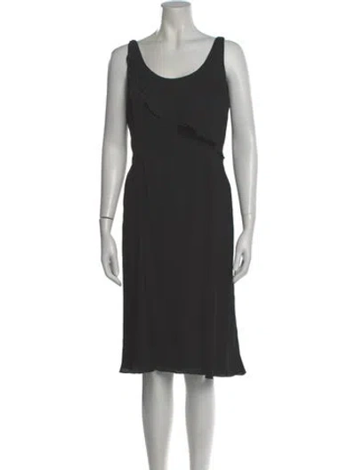 Pre-owned Armani Collezioni Scoop Neck Midi Length Dress In Gray