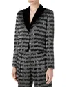 Armani Collezioni Emporio Armani Sequined Peak Lapel Blazer In Solid Black