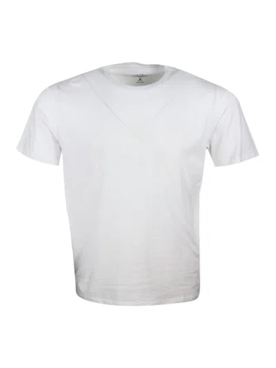 Armani Collezioni Short-sleeved Crew-neck T-shirt With Three-dimensional Logo On The Chest In White