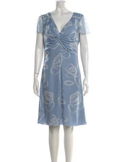 Pre-owned Armani Collezioni Silk Knee-length Dress In Blue