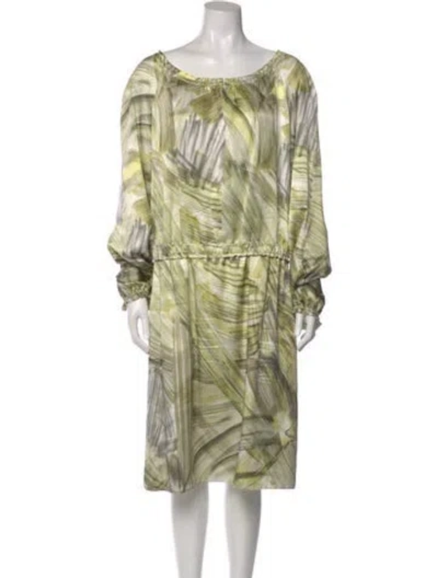 Pre-owned Armani Collezioni Silk Knee-length Dress In Green