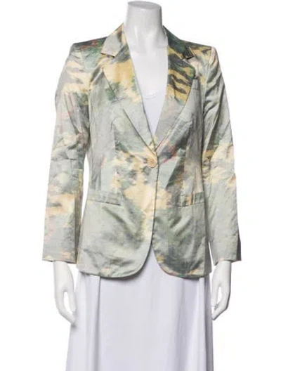 Pre-owned Armani Collezioni Silk Patterned Blazer In Green