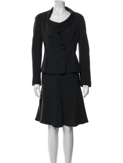 Pre-owned Armani Collezioni Silk Pleated Accents Skirt Suit In Black