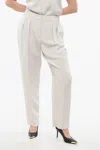 Armani Collezioni Silk Pleated Pants In White