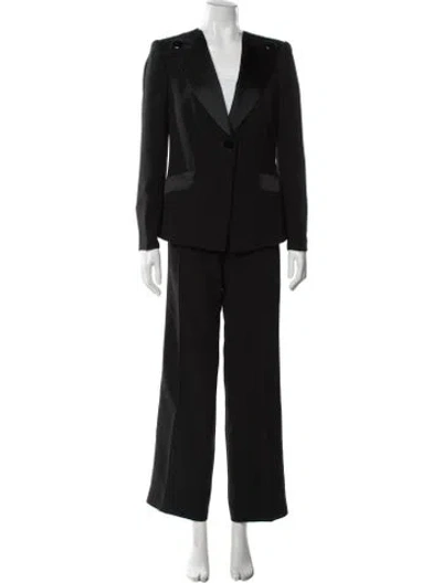 Pre-owned Armani Collezioni Silk Ruffle Embellishment Pantsuit In Black