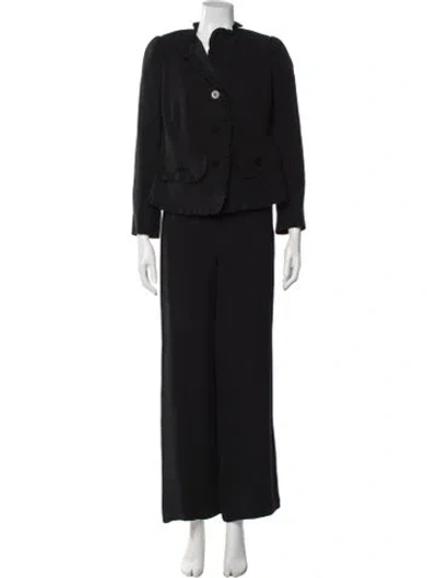 Pre-owned Armani Collezioni Silk Ruffle Embellishment Pantsuit In Black