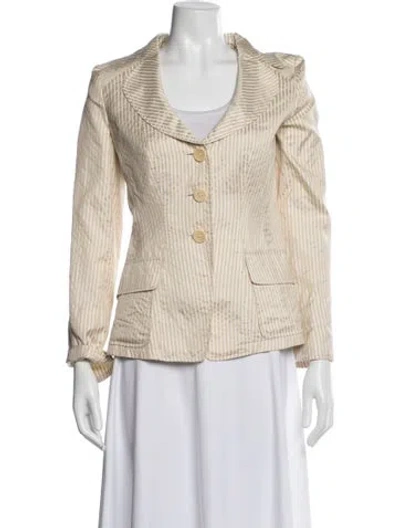 Pre-owned Armani Collezioni Silk Striped Blazer In Neutral