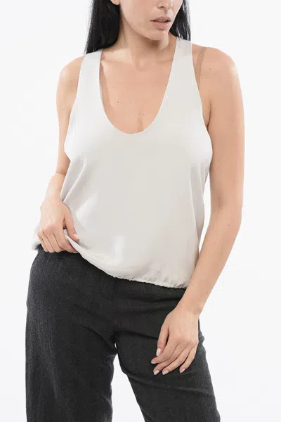Armani Collezioni Silk U-neckline Top In White