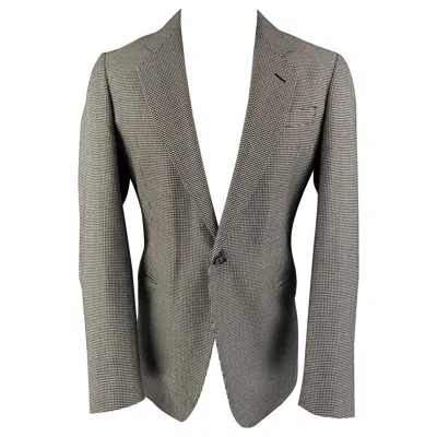 Pre-owned Armani Collezioni Size 40 Black White Houndstooth Sport Coat
