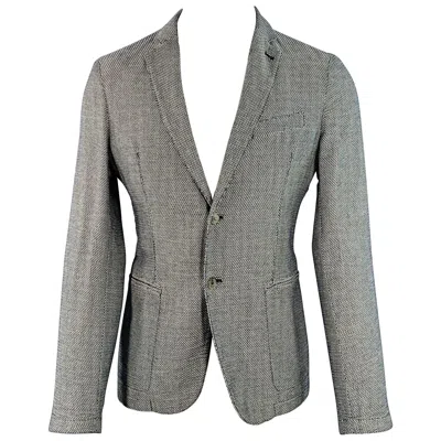Pre-owned Armani Collezioni Size 40 Black White Textured Polyester Blend Sport Coat
