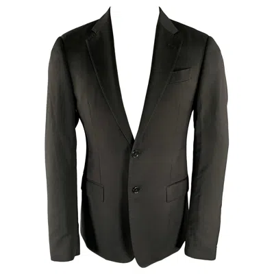 Pre-owned Armani Collezioni Size 40 Black Wool Notch Lapel Sport Coat