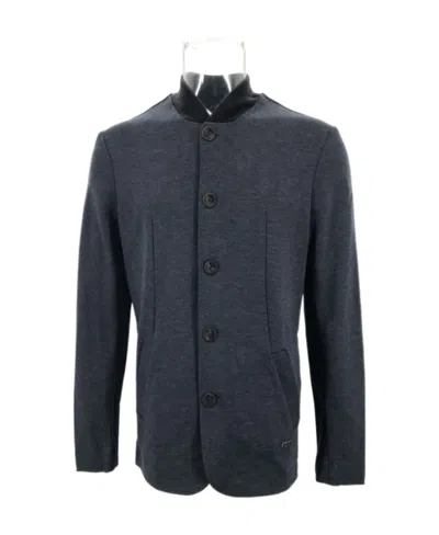 Armani Collezioni Small Collar Long-sleeved Casual Jacket In Black