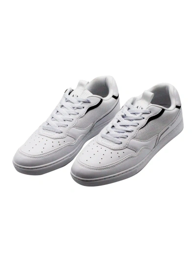 Armani Collezioni Sneakers In Soft Perforated Leather With Matching Sole And Lace Closure. Rear Logo In White