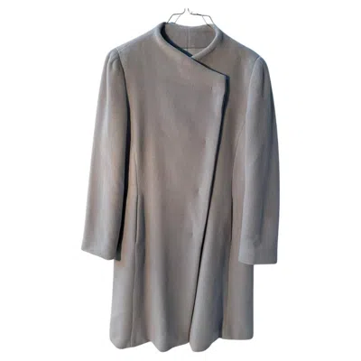 Pre-owned Armani Collezioni Soft Wool-cashmere Draped Coat In Gray