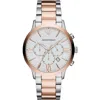 Emporio Armani Silver And Bronze Steel Chronograph Watch In Silver