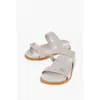 Armani Collezioni Strap Closure Leather Sandals In Gray