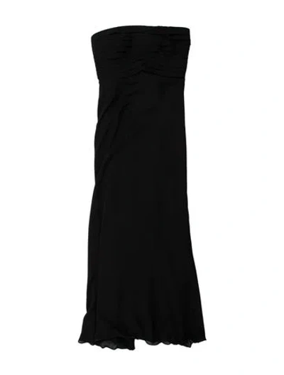 Pre-owned Armani Collezioni Strapless Midi Length Dress In Black