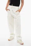 Armani Collezioni Stretch Cotton Pants With Drawstring In White