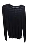 ARMANI COLLEZIONI STRIPE CREW NECK TOP IN NAVY