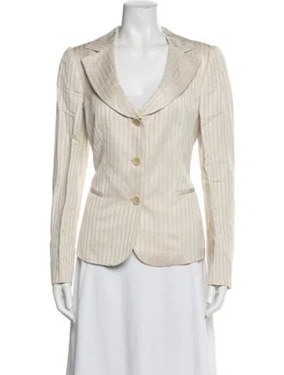 Pre-owned Armani Collezioni Striped Blazer In White