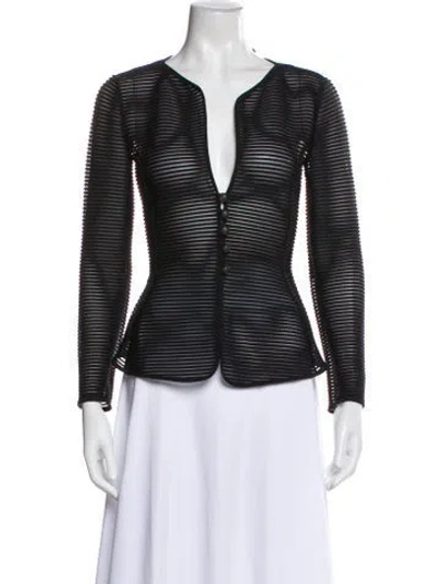 Pre-owned Armani Collezioni Striped Jacket In Black