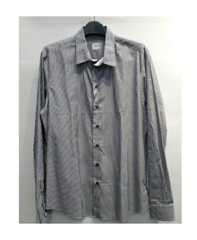 Armani Collezioni Striped Lapel Shirt In Gray