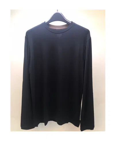 Armani Collezioni T-shirt With Round Neck And Long Sleeves In Black