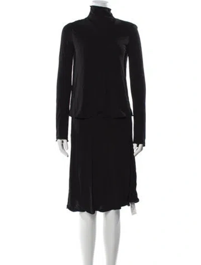Pre-owned Armani Collezioni Turtleneck Midi Length Dress W/ Tags In Blue
